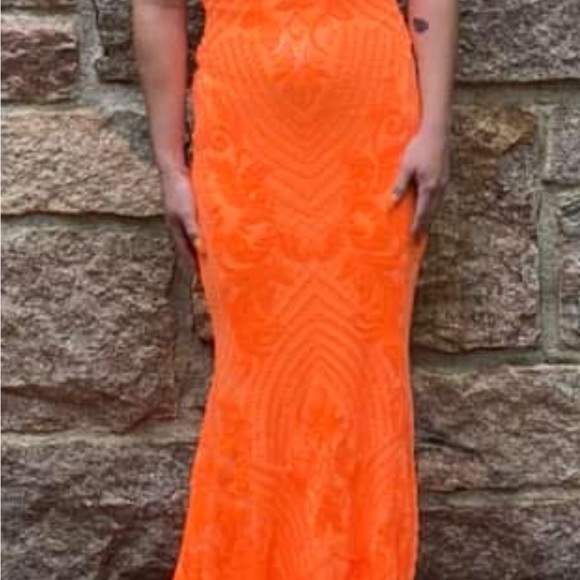 Jovani Dresses & Skirts - Jovani Orange Strapless Prom Gown